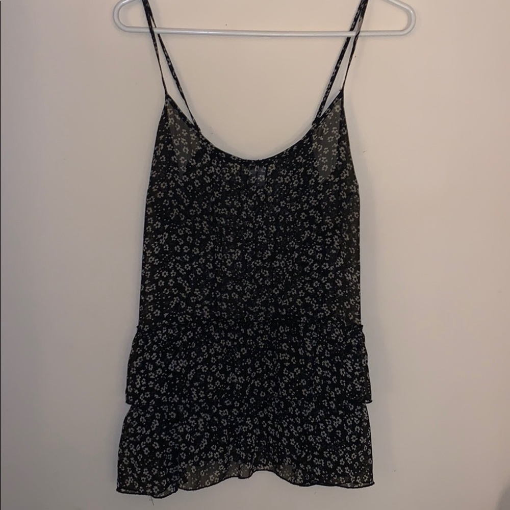 Black floral blouse